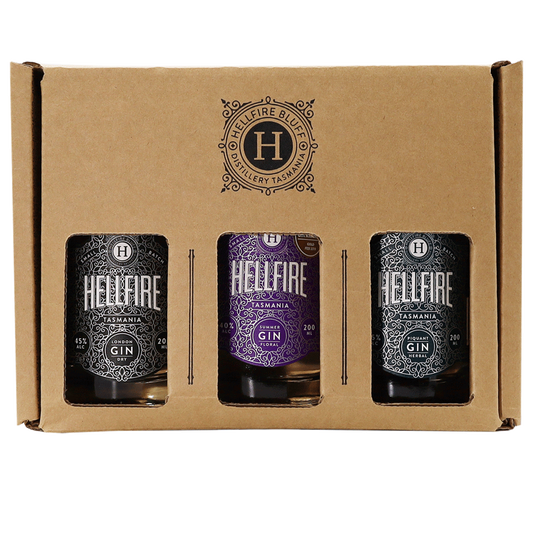Hellfire Bluff Gin Gift Pack – 3 x 200ml Tasmanian Gins in Gift Box
