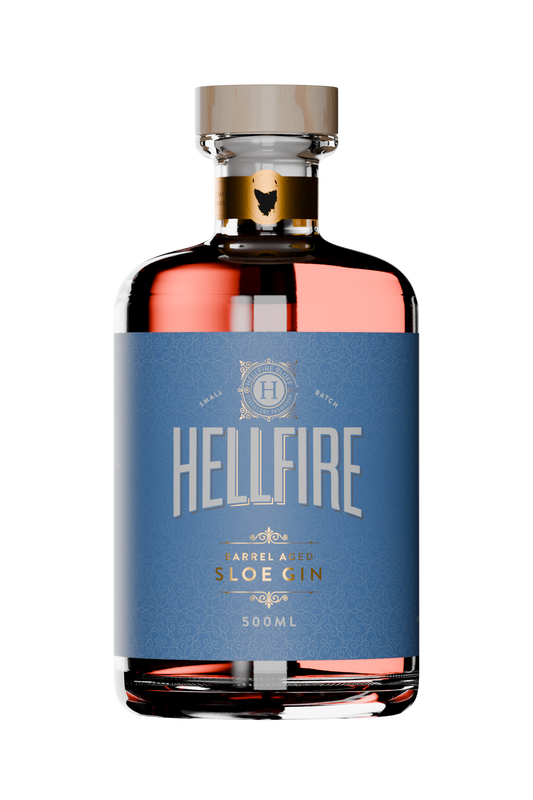 Bottle of Hellfire Bluff Barrel Aged Sloe Gin – Tasmanian sloe gin liqueur